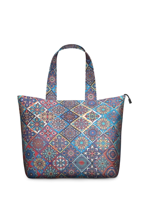 Red Floral Square Pattern Travel Tote Bags for Women Carry On,Large Weekender Bags for Women Travel,Multi Functional Duffle Bag for Work,Shopping,Sports