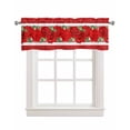 thumbnail image 1 of Red Floral Valentines Linen Curtain Valance for Bedroom/Bathroom/Kitchen/Office/Living/Dining Room Window,Spring Flowers Botanical Rod Pocket Topper Decorative Cafe Drapes Panel 42"x18", 1 of 6