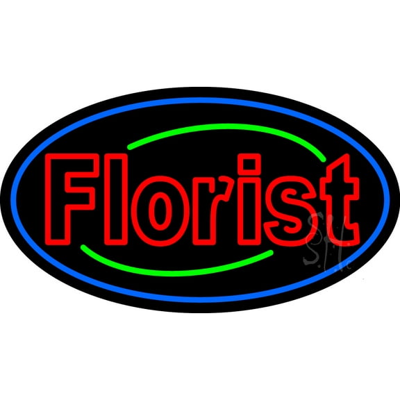 Red Florist LED Neon Sign 20 x 37 - inches, Black Square Cut Acrylic Backing, with Dimmer - Bright and Premium built indoor LED Neon Sign for Defence Force.
