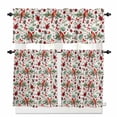 thumbnail image 1 of Red Flower Bird Kitchen Curtains and Valances Set, Green Leaf Pine Cone Christmas Star Rod Pocket Window Valance 18 Inch Window Curtain Panels for Living Room Bedroom Laundry, 27.5x36in, 3 Pieces, 1 of 7