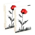 thumbnail image 1 of Red Flower Black Leaves Ring Binder Notebook Journey Note Diary College Ruled Spiral Notebook Study Loose Leaf Paper A5 60 Pages, 1 of 8
