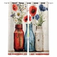 thumbnail image 1 of Red Flower Blackout Curtains for Bedroom Living Room Darkening Curtains 63 Inches Long Vintage Blue Poppy Floral Daisy Patriotic Window Curtain 2 Panels Set Window Treatment Grommet Drapes 52"x63", 1 of 9