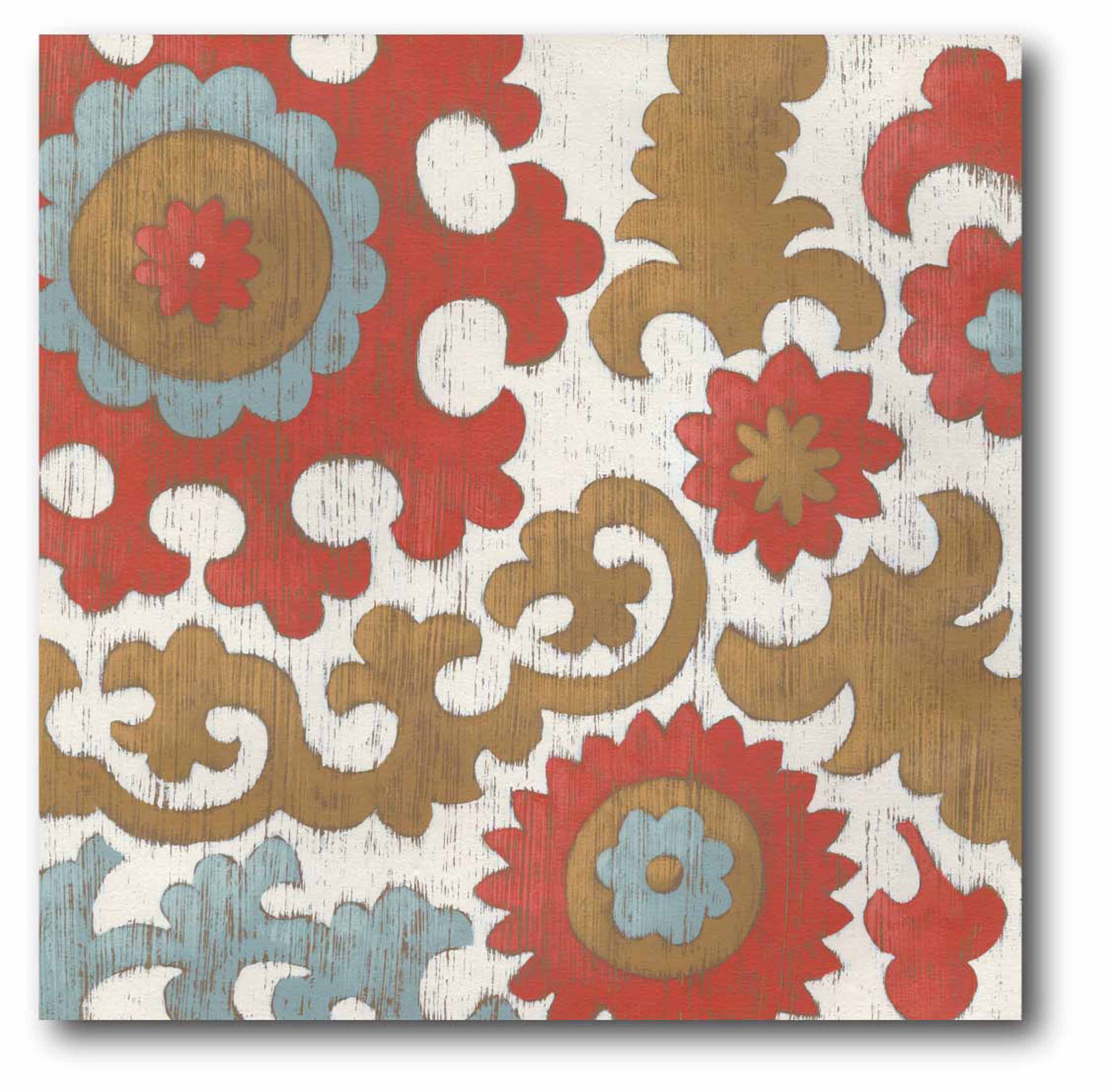 Red Flower Bohemian Tapestry Gallery-Wrapped Canvas Wall Art, 16x16
