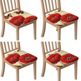 thumbnail image 1 of Red Flower Butterflies Seat Covers for Dining Room Chairs Set Of 4,Stretch Printed Washable Chair Seat Cover with Elastic Ties and Button,Removable Waterproof Couch Cushion Covers, 1 of 6