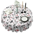 thumbnail image 1 of Red Flower Chicken Pattern Round Tablecloth 60"x60",Wrinkle Wipeable Table Cloth for Kitchen Dining Room Picnic Patio Party, 1 of 6