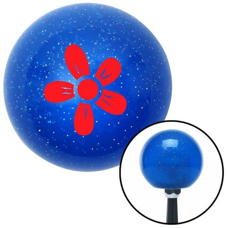 Red Flower - Daisy Blue Metal Flake Shift Knob with M16 x 1.5 Insert Shifter Auto