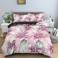 thumbnail image 1 of Red Flower King Duvet Cover Pink Rose Bedding Set Dahlias Quilt Cover Floral Leaves White 2/3pcs Polyester Comforter Cover, 1 of 5