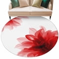 thumbnail image 1 of Red Flower Large Area Rugs for Bedroom Living Room, Soft Non Slip Carpet Bedside Rug, Boho Modern Floral Abstract Ombre Leaf White Round Floor Cover Kitchen Accent Rug 8' for Dining Room/Office, 1 of 9