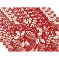 thumbnail image 1 of Red Flower Leaves Christmas Winter Xmas Cloth Placemats Set of 4 Table Mats Table Decorations 12x18 Inch, 1 of 1