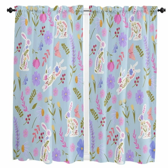 Red Flower Line Decoration Plant Curtain Home Decoration Living Room Short Curtains Window Treatments For Kitchen Bedroom