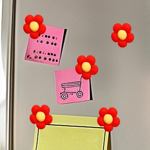 Red Flower Magnetic Refrigerator Stickers, Resin Mini Fridge Magnet Decoration For Whiteboard Notes, Photos, Functional Cute Home Office Decorative Magnets For Kitchen, Study, Dorm-A