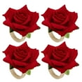 thumbnail image 1 of Red Flower Napkin Rings Set of 4 Floral Napkin Rings Rose Napkin Holder Handcraft Flower Napkin Rings Wedding Table Decoration for Valentine's Day Wedding Banquet Birthday Party (Red Rose), 1 of 3