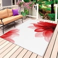 thumbnail image 1 of Red Flower Outdoor Rug for Patio/Deck/Porch, Non-Slip Large Area Rug 5 x 8 Ft, Boho Modern Floral Abstract Ombre Leaf White Indoor Outdoor Rugs Washable Area Rugs, Camping Rug Carpet Runner, 1 of 8