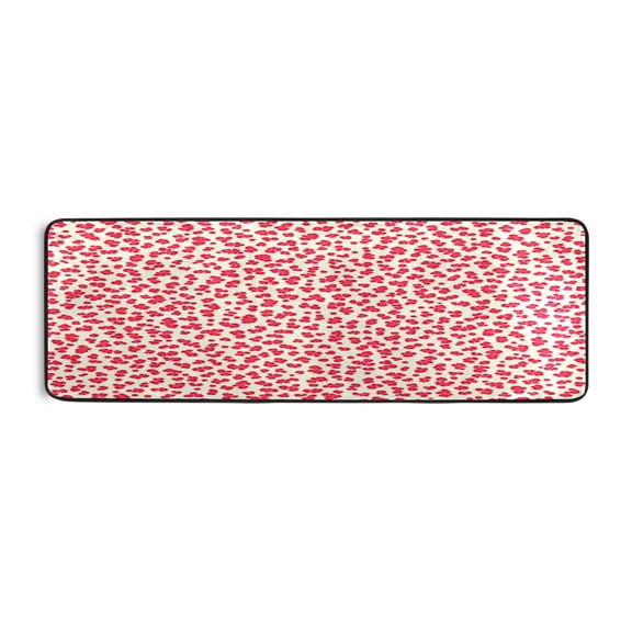 Red Flower Pattern 72x24" Runner Rug, Non-Slip Memory Foam Cushion, Anti-Crease for Hallways and Bedrooms