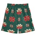 thumbnail image 1 of Red Flower Pattern Athletic Shorts Breathable with Comfort Fit Drawstring Casual Sweatshorts Medium, 1 of 9