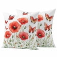 thumbnail image 1 of Red Flower Pillow Covers 2 Pack Butterfly Pillowcase Waterproof Outdoor Throw Pillow Cover for Patio Garden Square Cushion 26”x26”, 1 of 9