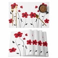 thumbnail image 1 of Red Flower Placemats Set of 8, Spring Non-Slip Place Mats Washable Table Mats for Kitchen Dining Table Decorations Indoor/Outdoor, 1 of 9
