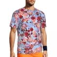 thumbnail image 1 of Red Flower Print T-Shirt Vintage Floral Hip Hop Running T-Shirts Short Sleeve Quick dry T, 1 of 4