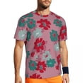 thumbnail image 1 of Red Flower Print T-Shirt Vintage Floral Hip Hop Running T-Shirts Short Sleeve Quick dry T, 1 of 5