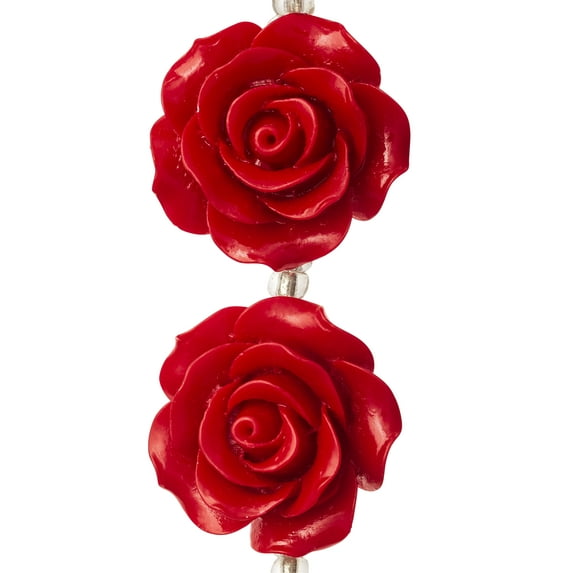 Red Flower Quartzite Beads - 24mm by Bead Landing