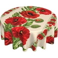 thumbnail image 1 of Red Flower Round Tablecloth Desk Cloth Washable Table Cover for Kitchen Party Decor 60 Inch, 1 of 6
