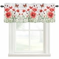 thumbnail image 1 of Red Flower Valances for Windows Spring Butterfly Rod Pocket Curtain Valance Window Treatment Short Curtains for Kitchen Living Room, 60"x14", 1 of 9