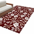 thumbnail image 1 of Red Flower Washable Area Rug 3 x 5 ft Country Retro Pastoral Floral Leaf Pattern , Soft Non Slip Rugs Stain Repellent Indoor Felt Carpet for Living Dining Room Bedroom Home Office, 1 of 9