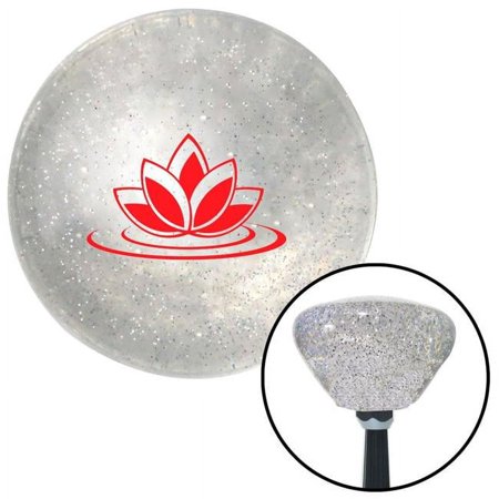 Red Flower on Lilypad Clear Retro Metal Flake Shift Knob with M16 x 1.5 Insert Auto Brody