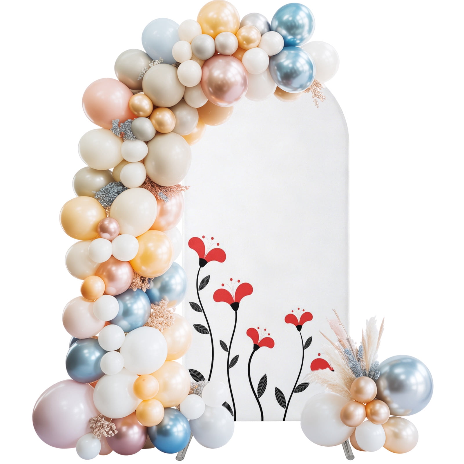 Spring Flower Simpl Red Flowers Arch Backdrop Covers 6.6 FT, Abstract Spring Autumn Simple ...