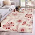 thumbnail image 1 of Red Flowers Area Rug 3x5 Washable Rug Non Slip Retro Botanical Pastoral Leaved Farm Large Area Rug Indoor Floor Carpet for Entryway Bedroom Kitchen Living Room Home Office Dining Room Nursery, 1 of 8