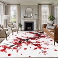 thumbnail image 1 of Red Flowers Area Rugs 5'x7', Washable Small Throw Rugs for Laundry Room Playroom, Chinese Plum Traditional Ink Painting Indoor Outdoor Rug Non-Slip Low Pile Carpet Runner Reversible Floor Mats, 1 of 8