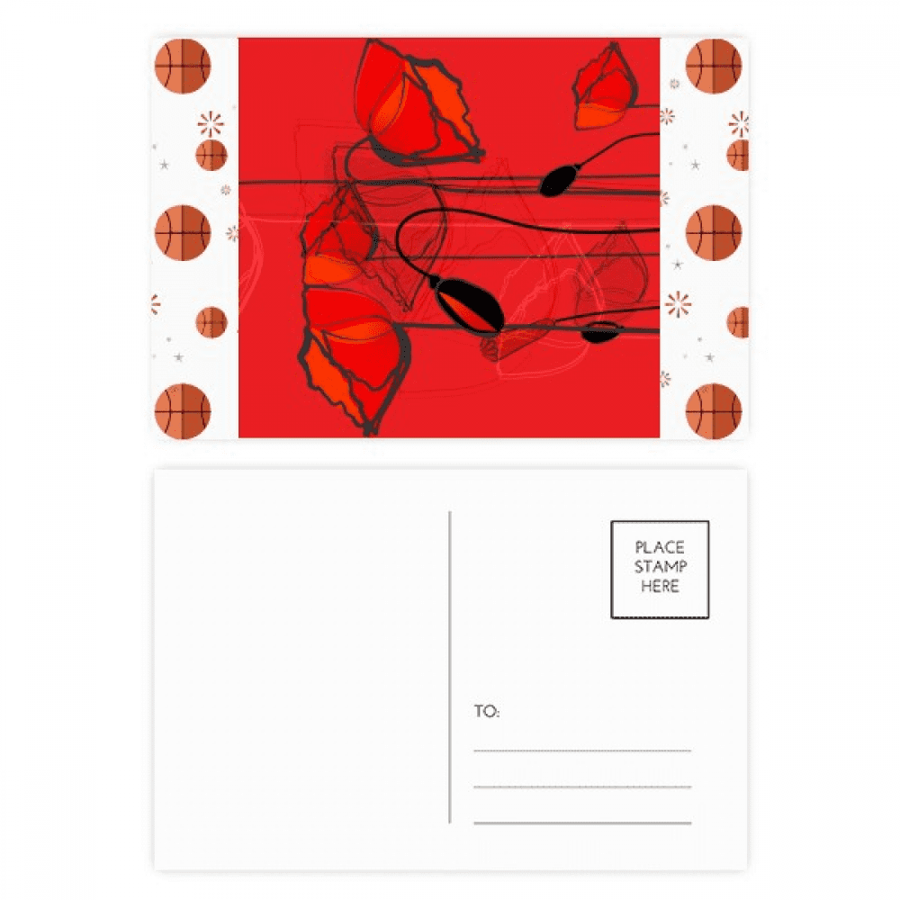 Red Flowers  Art Line Painting Corn  Basketball Postcard Set Thanks Card Mailing Side 20pcs