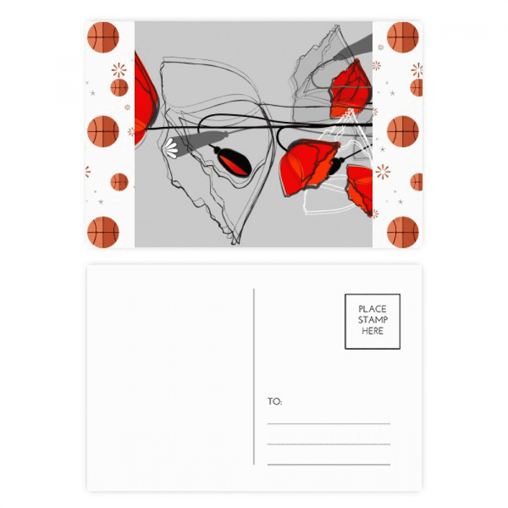 Red Flowers  Art Line Painting Corn  Basketball Postcard Set Thanks Card Mailing Side 20pcs