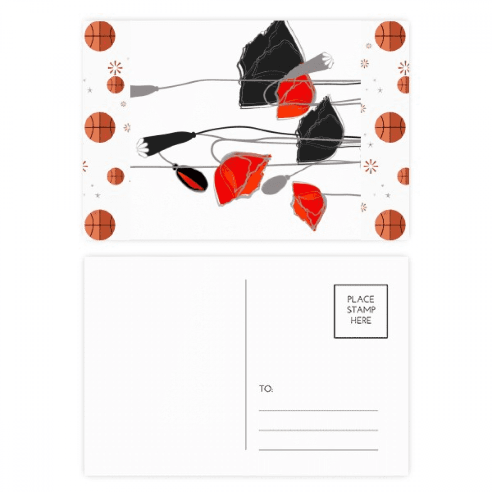 Red Flowers  Art Line Painting Corn  Basketball Postcard Set Thanks Card Mailing Side 20pcs