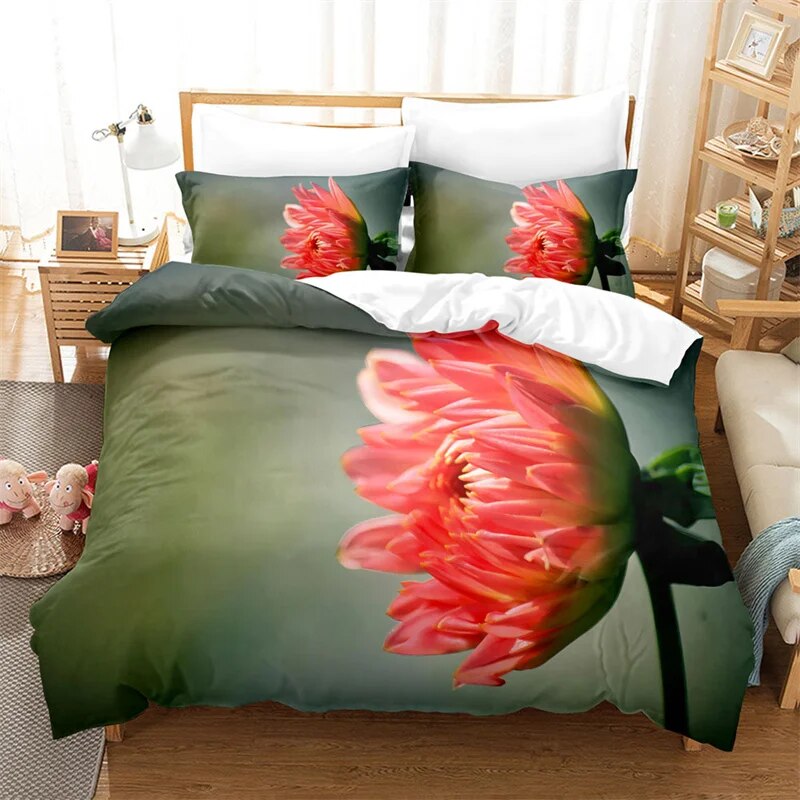 Red Flowers Bedding Set Flowers Lovers Duvet Cover Girl Duvet Cover ...