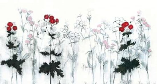 Red Flowers Canvas Art - Hans Andkjaer (12 x 18)
