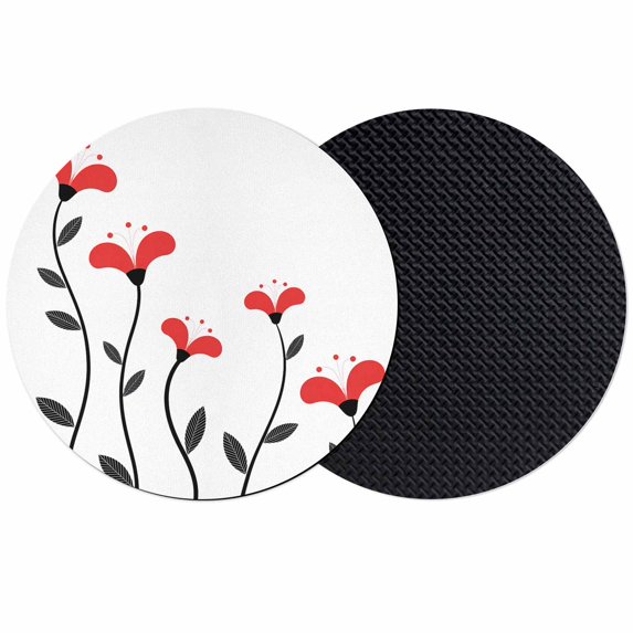 Red Flowers Coasters Set of 2, Absorbent Coasters for Drinks, Modern Minimalism Spring Botanical Floral Coaster for Desk Coffee Table Protection, Home Decor House Warming Gifts 4"