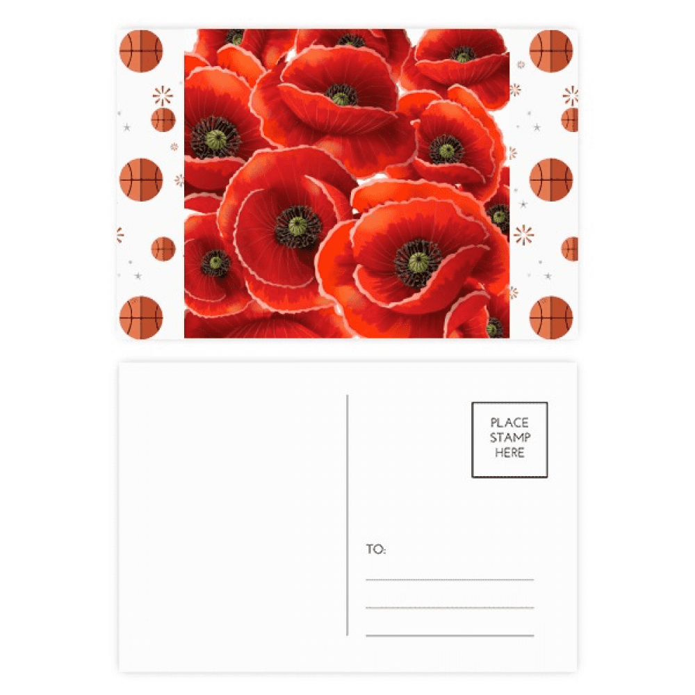 Red Flowers Corn  Bespread Basketball Postcard Set Thanks Card Mailing Side 20pcs