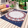 thumbnail image 1 of Red Flowers Outdoor Rug for Patio/Deck/Porch, Non-Slip Large Area Rug 5 x 7 Ft, Independence Day Stars Retro Country Indoor Outdoor Rugs Washable Area Rugs, Reversible Camping Rug Carpet Runner, 1 of 8