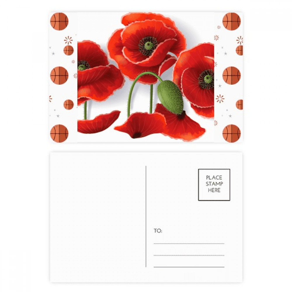 Red Flowers Painting Corn  Petals Fruit Basketball Postcard Set Thanks Card Mailing Side 20pcs