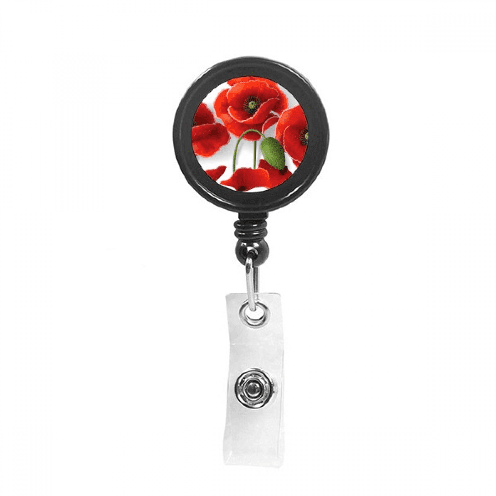 Red Flowers Painting Corn  Petals Fruit Retractable Keychain Badge Holder ID Badge