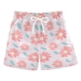 thumbnail image 1 of Red Flowers Pattern Swim Trunks Quick Dry Beach Pool Board Shorts Lightweight Stylish Print Sizes 2T to XL, 1 of 8