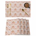 thumbnail image 1 of Red Flowers Placemats Set of 6, Boho Ethnic Neutral Floral Motifs Art Placemats for Dining Table, Place Mats for Kitchen Tabletop, Waterproof Wipeable Dining Table Mats Set, 1 of 9