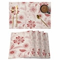 thumbnail image 1 of Red Flowers Placemats Set of 6, Retro Botanical Pastoral Leaved Farm Placemats for Dining Table, Place Mats for Kitchen Tabletop, Waterproof Wipeable Dining Table Mats Set, 1 of 9