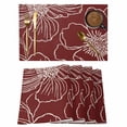 thumbnail image 1 of Red Flowers Placemats Set of 6, Spring Floral Botanical Modern Art Placemats for Dining Table, Place Mats for Kitchen Tabletop, Waterproof Wipeable Dining Table Mats Set, 1 of 9