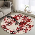 thumbnail image 1 of Red Flowers Round Area Rug 3Ft Washable Small Circle Rugs for Kitchen Entryway, Chinese Plum Blossoms Traditional Ink Painting Non-Slip Carpet Floor Mats Indoor Outdoor Carpet Runner Home Decor, 1 of 8