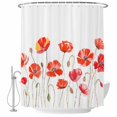 thumbnail image 1 of Red Flowers Shower Curtain Set - Small 36" x 72" Washable Bathtub Curtain with 12 Hooks, Watercolor Spring Country Botanical Floral Waterproof Fabric Stall Shower Curtains for Bathroom/Bathtub Décor, 1 of 6