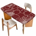 thumbnail image 1 of Red Flowers Table Cloths for 3 Foot Rectangle Tables, Spring Floral Botanical Modern Art Patio Waterproof Elastic Fitted Tablecloths, Washable Rectangular Table Cover for Camping, 1 of 8