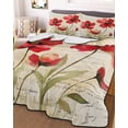 thumbnail image 1 of Red Flowers Twin Size Down Alternative Comforter, Lightweight Comforter Quilt Bedding Set with Pillow Shams Retro Farmhouse Botanical Floral Painting All Seasons Bed Comforter Duvet Insert 68"x86", 1 of 7