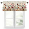 thumbnail image 1 of Red Flowers Valances for Windows, 54 x 18in, Plants Watercolor Floral Retro Linen Rod Pocket Kitchen Valance Curtain Light Filtering Window Treatments for Living Room Bedroom, 1 Panel, 1 of 7